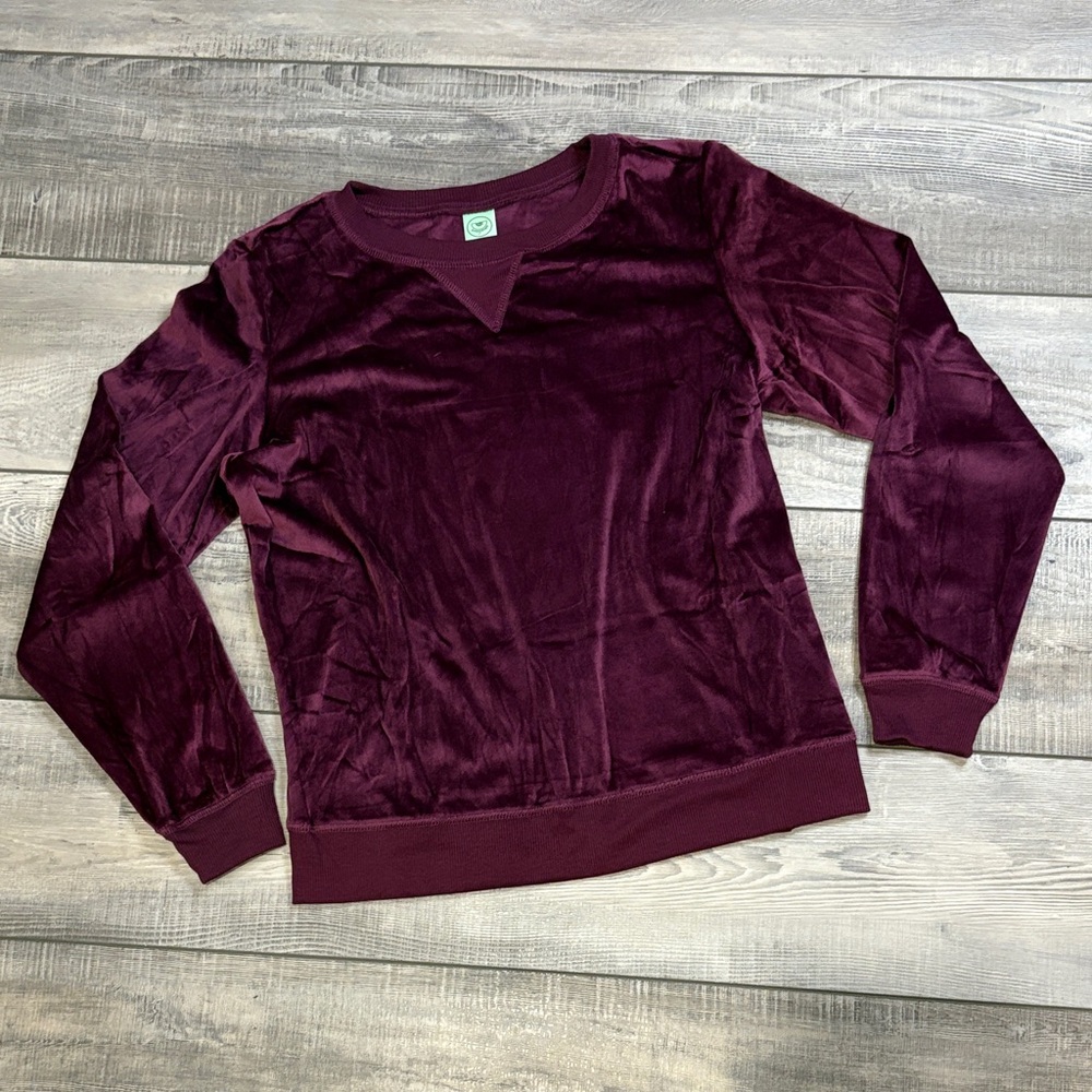 Honeydew Plush Velour Crewneck Sweatshirt Plum Purple NWOT Small